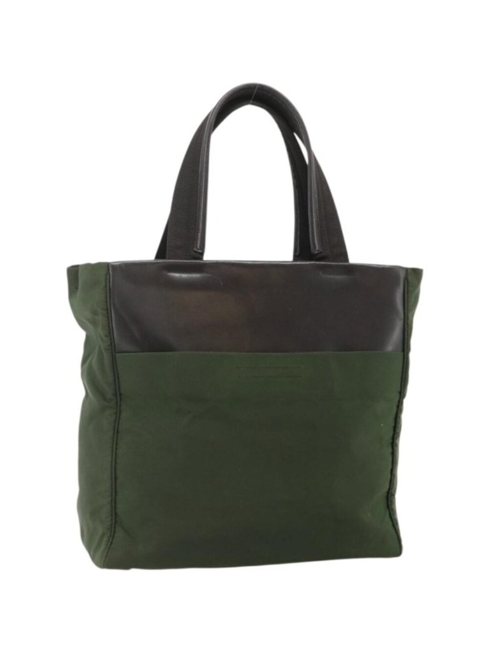 PRADA Tote Bag Nylon Khaki Silver